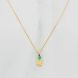 Set Cadena Veneciana + Dije Huella Esmeralda 03Pts / 1.15 g / 17 3/4 in Oro Amarillo 18K