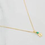Set Cadena Veneciana + Dije Huella Esmeralda 06Pts / 1.25 g / 17 3/4 in Oro Amarillo 18K