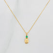Set Cadena Veneciana + Dije Grano Cafe Esmeralda 03Pts / 1.25 g / 19 3/4 in Oro Amarillo 18K