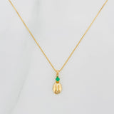 Set Cadena Veneciana + Dije Grano Cafe Esmeralda 03Pts / 1.25 g / 17 3/4 in Oro Amarillo 18K