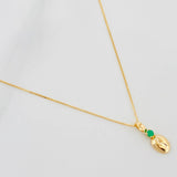 Set Cadena Veneciana + Dije Grano Cafe Esmeralda 03Pts / 1.25 g / 19 3/4 in Oro Amarillo 18K
