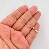 Set Cadena Veneciana + Dije Grano Cafe Esmeralda 03Pts / 1.25 g / 17 3/4 in Oro Amarillo 18K