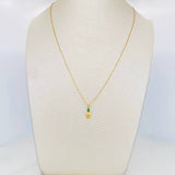 Set Cadena Veneciana + Dije Grano Cafe Esmeralda 03Pts / 1.25 g / 17 3/4 in Oro Amarillo 18K