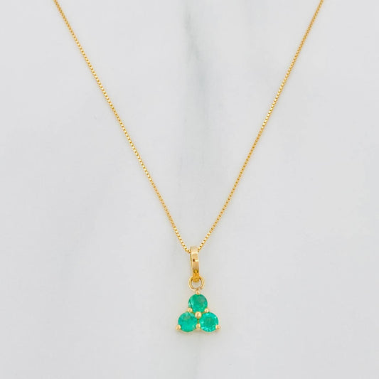 Venetian Chain Set + Clover Pendant Emerald 22Pts / 1.4 g / 19 3/4 in 18K Yellow Gold
