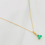 Set Cadena Veneciana + Dije Flor Esmeralda 25Pts / 1.65 g / 20 in Oro Amarillo 18K