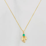 Set Cadena Veneciana + Dije Corazon Esmeralda 06Pts / 1.35 g / 19 3/4 in Oro Amarillo 18K