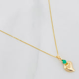 Set Cadena Veneciana + Dije Corazon Esmeralda 06Pts / 1.35 g / 19 3/4 in Oro Amarillo 18K