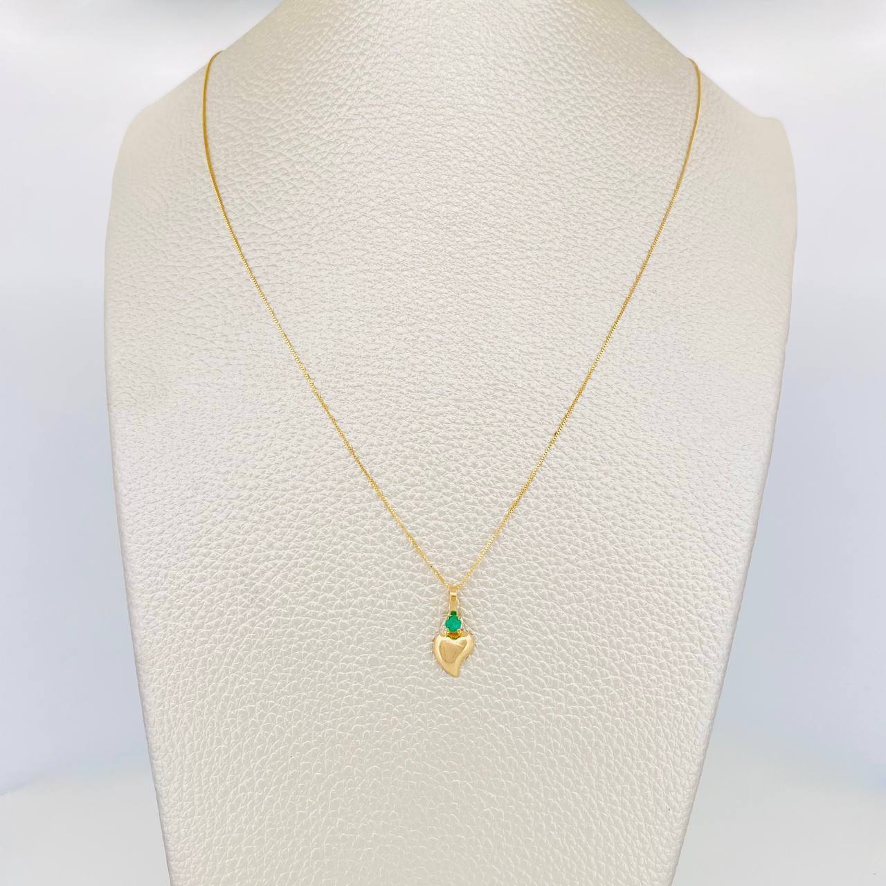 Set Cadena Veneciana + Dije Corazon Esmeralda 06Pts / 1.35 g / 19 3/4 in Oro Amarillo 18K