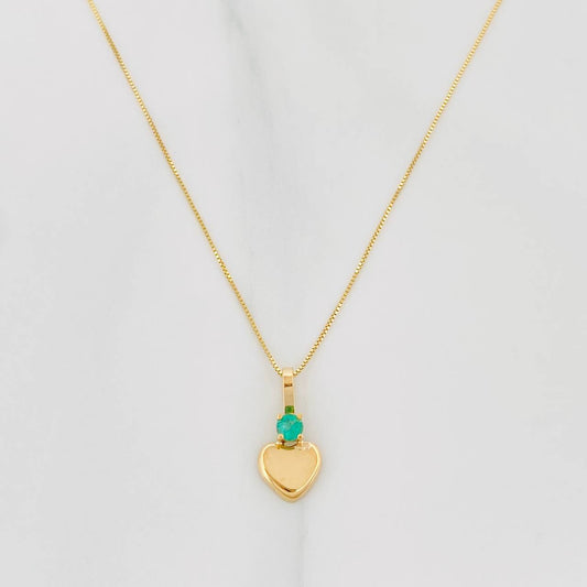 Set Cadena Veneciana + Dije Corazon Esmeralda 06Pts / 1.4 g / 19 3/4 in Oro Amarillo 18K