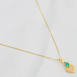 Set Cadena Veneciana + Dije Corazon Esmeralda 06Pts / 1.2 g / 19 3/4 in Oro Amarillo 18K