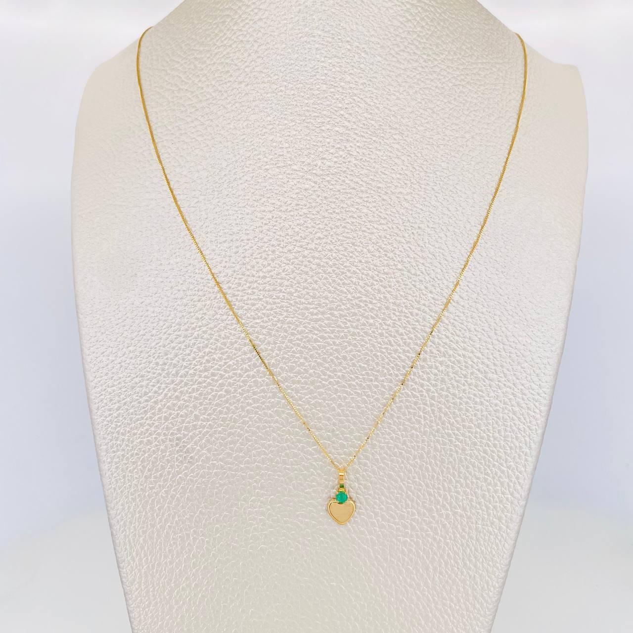 Set Cadena Veneciana + Dije Corazon Esmeralda 06Pts / 1.2 g / 19 3/4 in Oro Amarillo 18K
