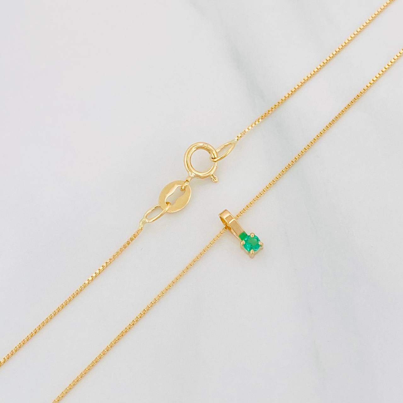 Set Cadena Veneciana + Dije Cuatro Garras Esmeralda 04Pts / 1.1 g / 17 3/4 in Oro Amarillo 18K