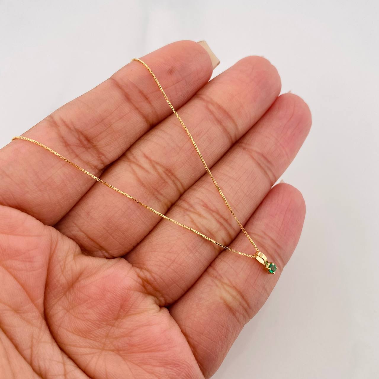 Set Cadena Veneciana + Dije Cuatro Garras Esmeralda 04Pts / 1.1 g / 17 3/4 in Oro Amarillo 18K