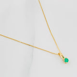 Venetian Chain Set + Emerald Circle Pendant 12Pts / 1 g / 17 3/4 in 18K Yellow Gold