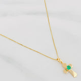 Venetian Chain Set + Emerald Cross Pendant 05Pts / 1.3 g / 19 3/4 in 18K Yellow Gold