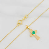 Venetian Chain Set + Emerald Cross Pendant 05Pts / 1.3 g / 19 3/4 in 18K Yellow Gold