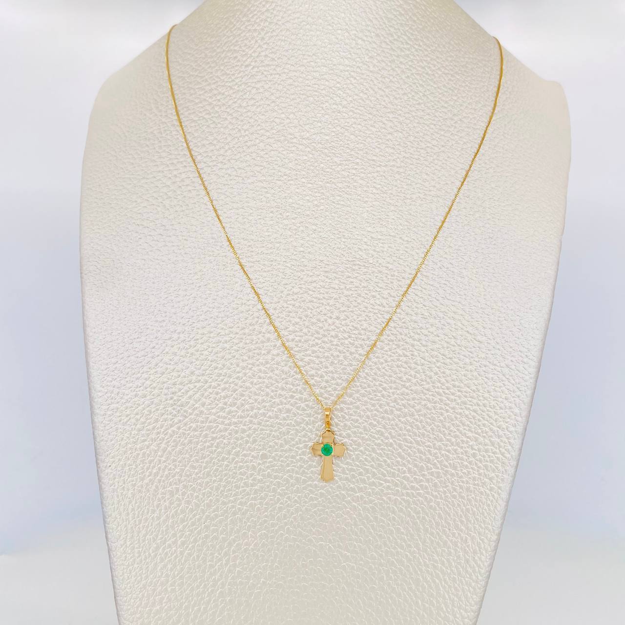 Venetian Chain Set + Emerald Cross Pendant 05Pts / 1.3 g / 19 3/4 in 18K Yellow Gold