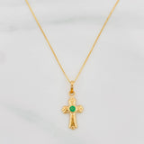 Set Cadena Veneciana + Dije Cruz Esmeralda 05Pts / 1.5 g / 20 in Oro Amarillo 18K