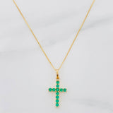 Set Cadena Veneciana + Dije Cruz Esmeralda 19Pts / 1.85 g / 19 3/4 in Oro Amarillo 18K