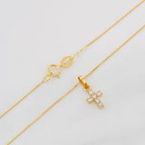 Set Cadena Veneciana + Dije Cruz Diamantes 10Pts / 1.4 g / 17 3/4 in Oro Amarillo 18K