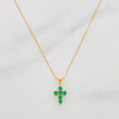 Set Cadena Veneciana + Dije Cruz Esmeralda 10Pts / 1.3 g / 17 3/4 in Oro Amarillo 18K