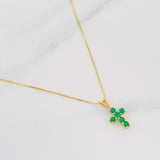 Set Cadena Veneciana + Dije Cruz Esmeralda 09Pts / 1.35 g / 17 3/4 in Oro Amarillo 18K