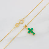 Set Cadena Veneciana + Dije Cruz Esmeralda 09Pts / 1.35 g / 17 3/4 in Oro Amarillo 18K