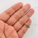 Set Cadena Veneciana + Dije Cruz Esmeralda 10Pts / 1.3 g / 17 3/4 in Oro Amarillo 18K
