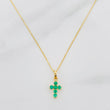 Set Cadena Veneciana + Dije Cruz Esmeralda 08Pts / 1.25 g / 17 3/4 in Oro Amarillo 18K