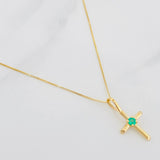 Set Cadena Veneciana + Dije Cruz Esmeralda 06Pts / 1.3 g / 19 3/4 in Oro Amarillo 18K