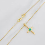 Set Cadena Veneciana + Dije Cruz Esmeralda 06Pts / 1.35 g / 17 3/4 in Oro Amarillo 18K
