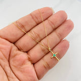 Set Cadena Veneciana + Dije Cruz Esmeralda 06Pts / 1.3 g / 19 3/4 in Oro Amarillo 18K