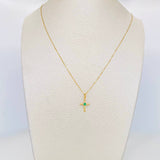 Set Cadena Veneciana + Dije Cruz Esmeralda 06Pts / 1.35 g / 17 3/4 in Oro Amarillo 18K