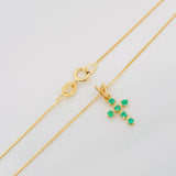 Set Cadena Veneciana + Dije Cruz Esmeralda 22Pts / 1.6 g / 17 3/4 in Oro Amarillo 18K