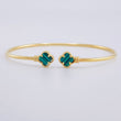 Pulso Aro Trebol Malaquita Verde 3.4 g / 7 1/4 in / 3.7 mm Oro Amarillo 18K