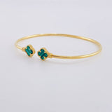 Pulso Aro Trebol Malaquita Verde 3.4 g / 7 1/4 in / 3.7 mm Oro Amarillo 18K