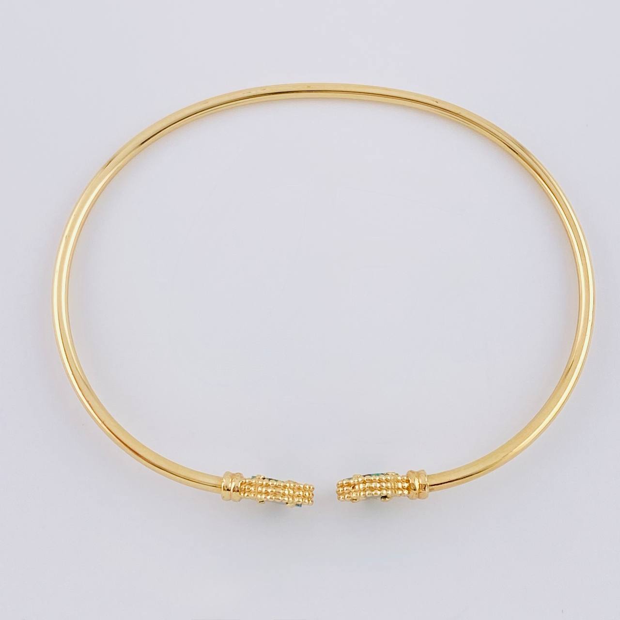 Pulso Aro Trebol Malaquita Verde 3.4 g / 7 1/4 in / 3.7 mm Oro Amarillo 18K