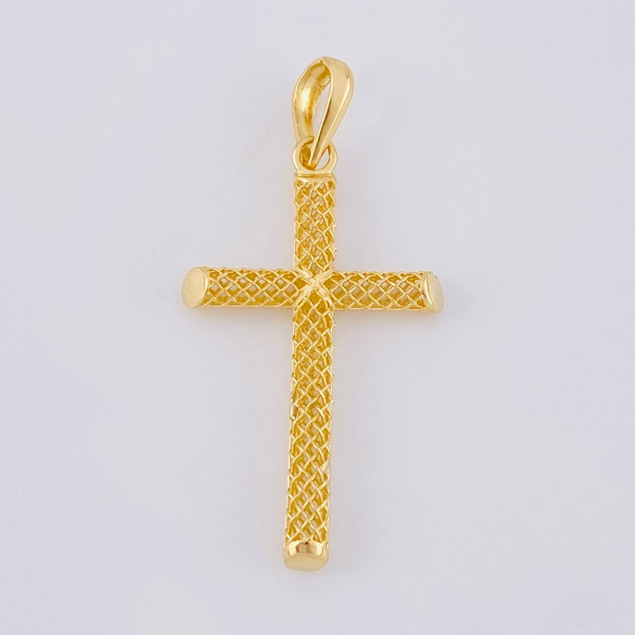 Dije Cruz Malla Latina 1.35 g / 1 1/2 in Oro Amarillo 18K
