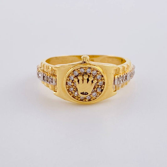Anillo Correa Corona 4 g / T6 Dos Oros Amarillo Blanco 18K