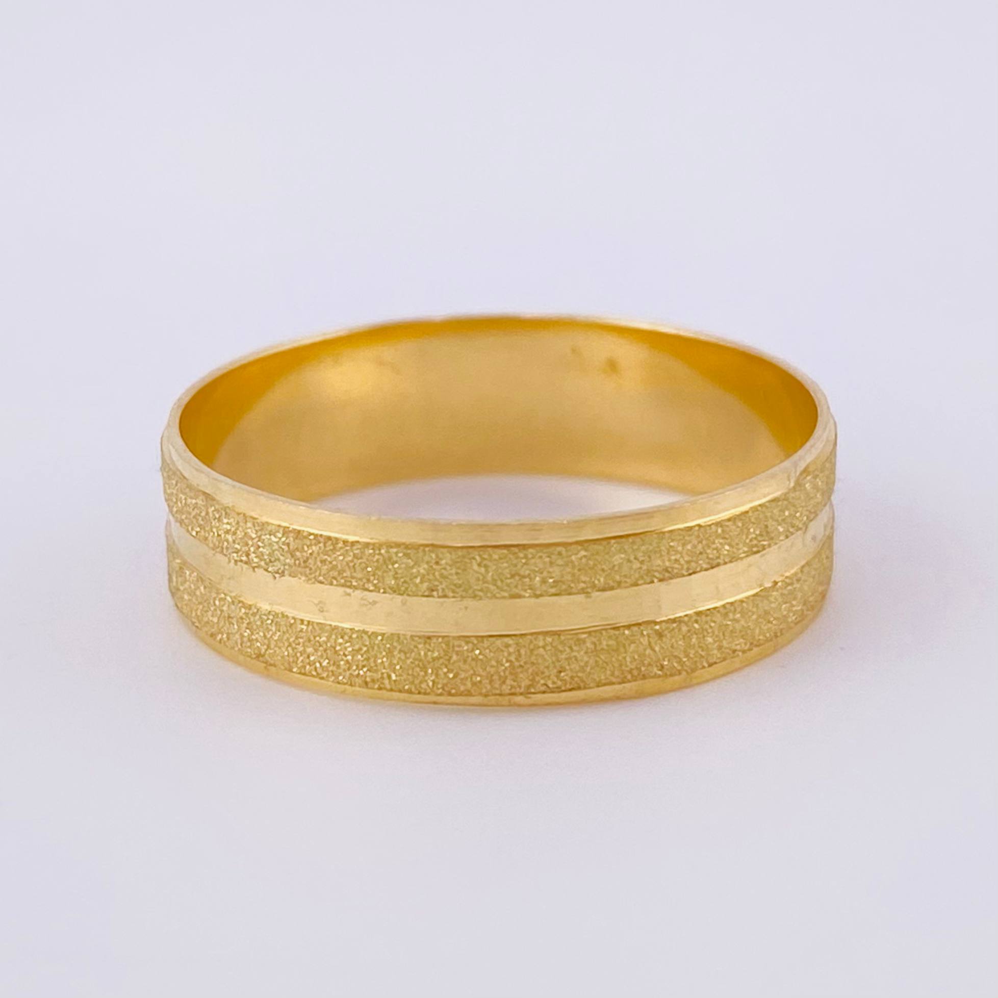 Anillo Argolla Doble Linea Mate 2.8 g / T9 Oro Amarillo 18K