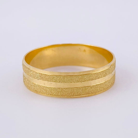 Anillo Argolla Doble Linea Mate 2.8 g / T9 Oro Amarillo 18K