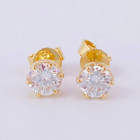 Topos Seis Garras Diamantes 1,3 Qts 2.05 g / in / 5.1 mm Oro Amarillo 18K