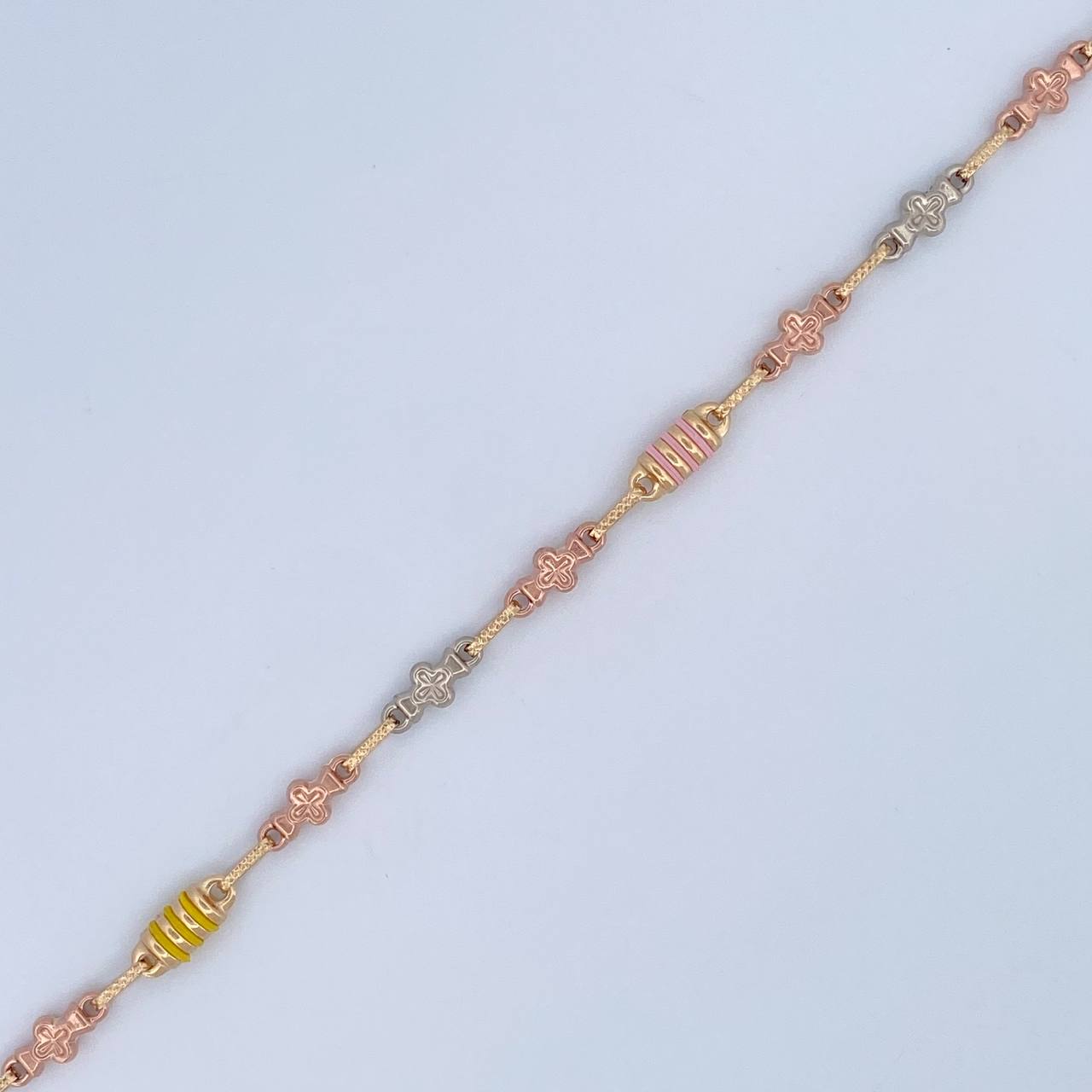 Tobillera Rustica Flores 5.3gr / 25cm / Oro 18K &