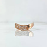 Double Wave Ring 3.3gr / T6 3/4 / White Zircons 18K Rose Gold
