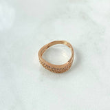 Double Wave Ring 3.3gr / T6 3/4 / White Zircons 18K Rose Gold