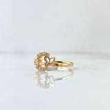 Butterfly Arch Ring 2gr / Size 7 3/4 / White Zircons 18K Yellow Gold