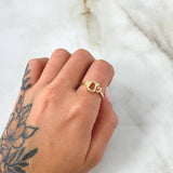 Butterfly Arch Ring 2.25gr / Size 7 1/2 / White Zircons 18K Yellow Gold