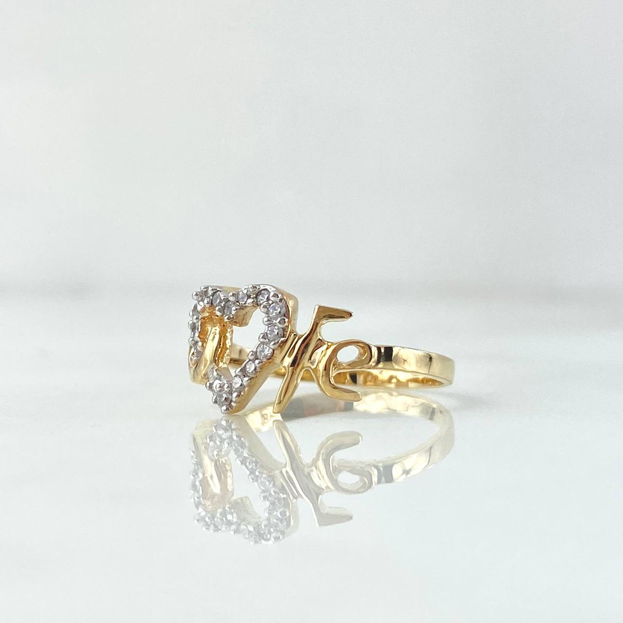Infinity Heart Faith Ring 2.65gr / Size 6 3/4 / White Zircons 18K Yellow Gold