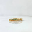 Forked Cuban Ring 2.4gr / Size 7 3/4 / White and Green Zircons 18K Yellow Gold