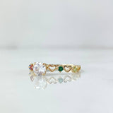 Solitaire Ring Solitaire 1.2gr / Size 5 1/4 / White Blue Orange Green Yellow Zircons 18K Yellow Gold